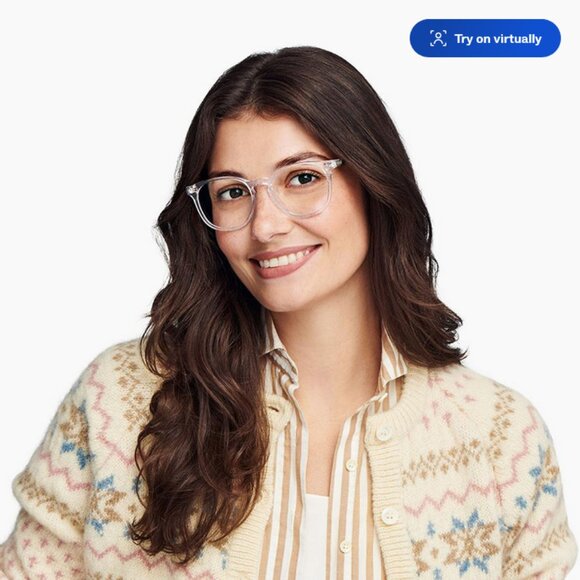 *SOLD*Warby Parker Carlton XW 500 Crystal Clear Eyeglasses Frame w/ Box and Case - Picture 2 of 16